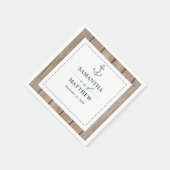 Anchor Rustic Wood Nautical Navy Hochzeit Serviette (Ecke)