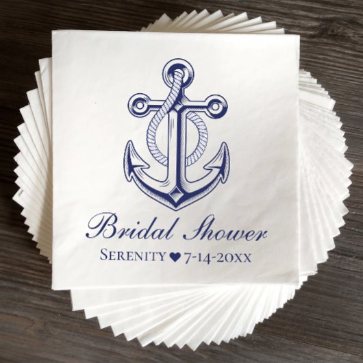 Anchor Sailor Navy Blue Nautical Brautparty Serviette