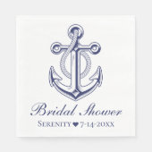 Anchor Sailor Navy Blue Nautical Brautparty Serviette (Vorderseite)