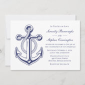 Anchor Sailor Navy Blue Nautical Wedding Einladung (Vorderseite)
