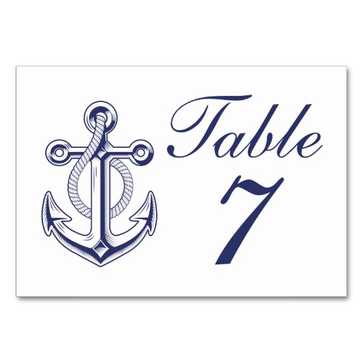 Anchor Sailor Navy Blue Nautical Wedding Tischnummer (Vorderseite)