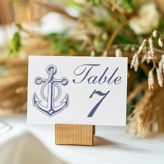 Anchor Sailor Navy Blue Nautical Wedding Tischnummer