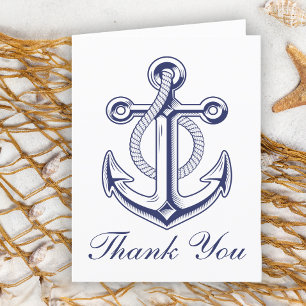 Anchor Sailor Navy Blue Nautical Wedding Vielen Da Dankeskarte