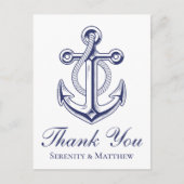 Anchor Sailor Navy Blue Nautical Wedding Vielen Da Postkarte (Vorderseite)