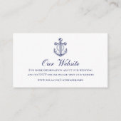 Anchor Sailor Navy Blue Nautical Wedding Website Begleitkarte (Vorderseite)