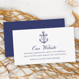 Anchor Sailor Navy Blue Nautical Wedding Website Begleitkarte