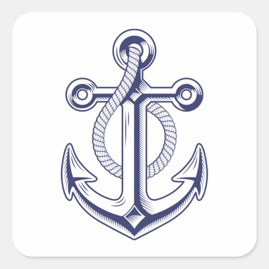 Anchor Sailor Ocean Navy Blue Nautical Wedding Quadratischer Aufkleber (Vorderseite)