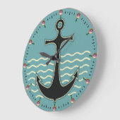 ANCHOR ,SEA WAVES IN NAVY BLUE GROßE WANDUHR (Winkel)