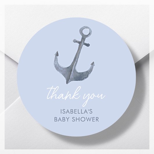 Anchor Segelthema Danke Baby Dusche Gefallen Runder Aufkleber