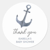 Anchor Segelthema Danke Baby Dusche Gefallen Runder Aufkleber (Vorderseite)