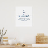 Anchor Simple Blue Nautical Couples Dusche Willkom Poster (Küche)