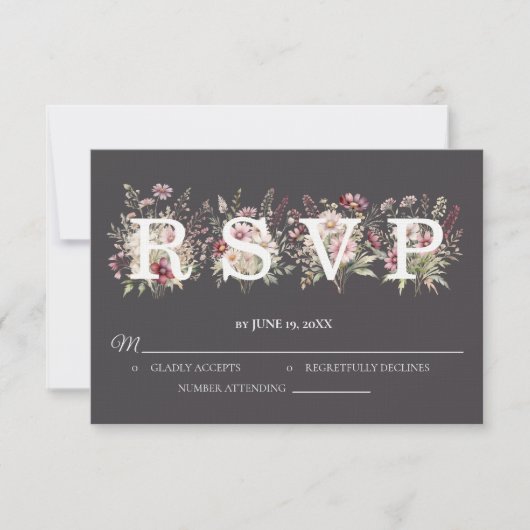 Anchor Spring Floral Wedding RSVP card Karte (Vorderseite)