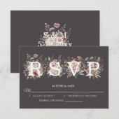 Anchor Spring Floral Wedding RSVP card Karte (Vorne/Hinten)