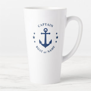 Anchor & Stars Captain Boat Name Large 2 Side Milchtasse