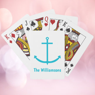 Anchor Türkis Muster personalisieren Spielkarten