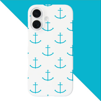 Anchor Türkis Pattern iPhone 16 Hülle