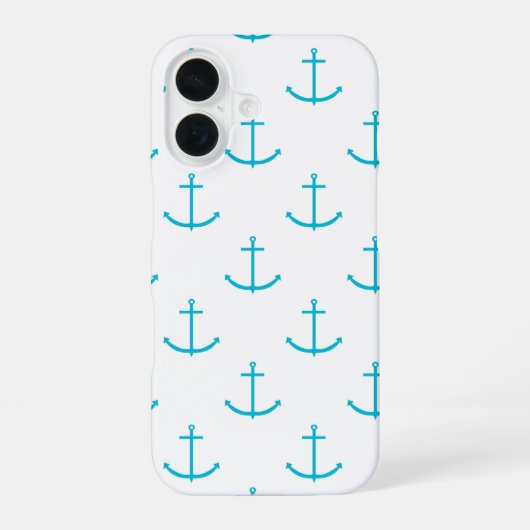 Anchor Türkis Pattern iPhone 16 Hülle (Rückseite)