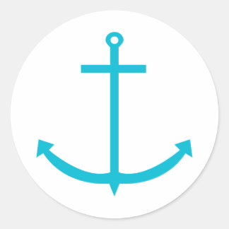 Anchor Turquoise Nautical Runder Aufkleber