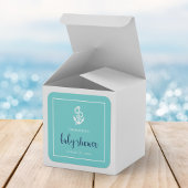 Anchor Turquoise und Blue Script Baby Dusche Quadratischer Aufkleber