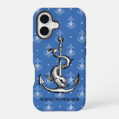 Anchor und Delphin Nautical Theme iPhone 16 Hülle (Rückseite)