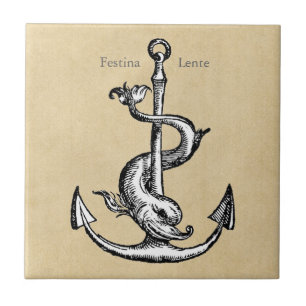 Anchor und Dolphin - Festina Lente Fliese