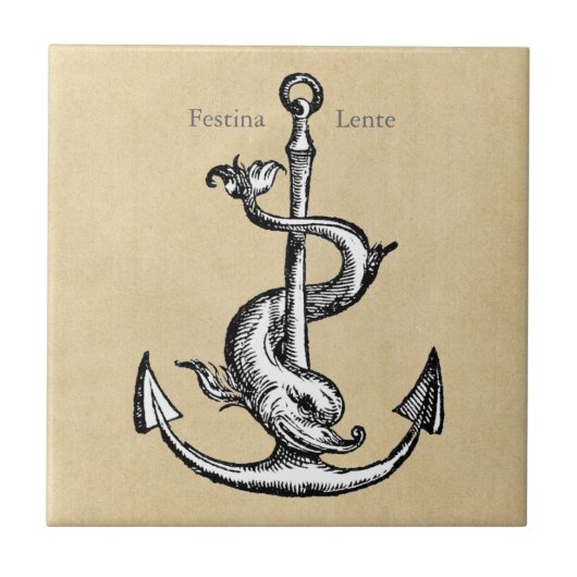 Anchor und Dolphin - Festina Lente Fliese (Vorderseite)