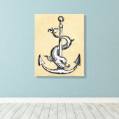 Anchor und Dolphin - Festina Lente Leinwanddruck (Insitu (Holzboden))