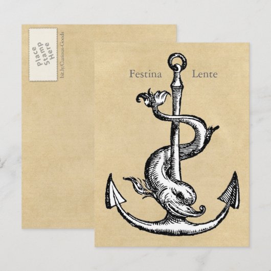 Anchor und Dolphin - Festina Lente Postkarte (Vorne/Hinten)