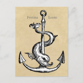 Anchor und Dolphin - Festina Lente Postkarte