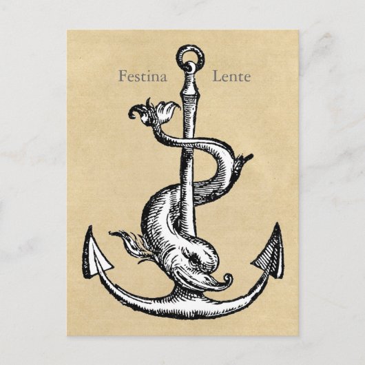 Anchor und Dolphin - Festina Lente Postkarte (Vorderseite)