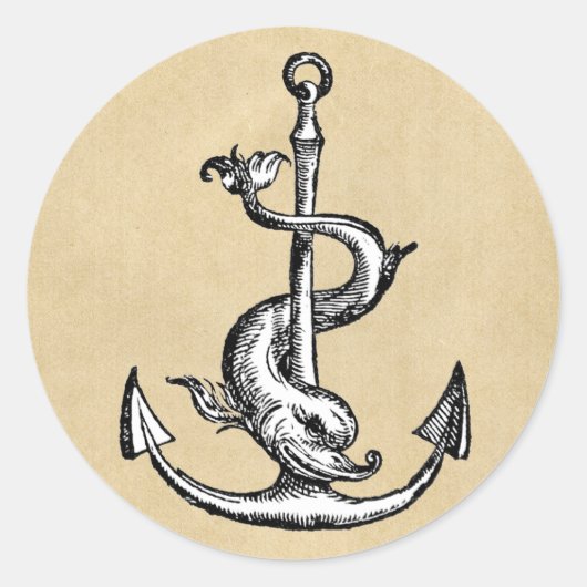 Anchor und Dolphin - Festina Lente Runder Aufkleber (Vorderseite)