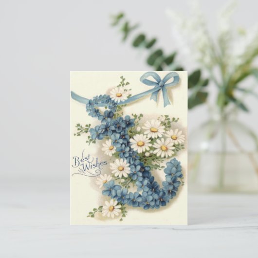 Anchor Vergessen-Me-not Daisy Postkarte (Stehend Vorderseite)