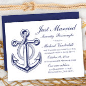 Anchor Wedding Navy Blue Nautical Just Married Einladung