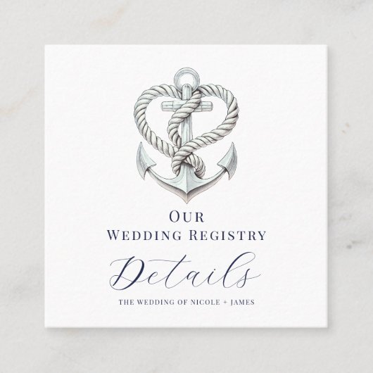Anchor Wedding Registry QR Quadratische Visitenkarte (Vorderseite)
