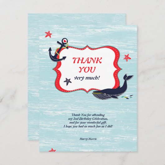 Anchor Whale Danke Karte (Vorne/Hinten)