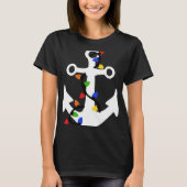 Anchor With Christmas Lights Nautical T Shirt (Vorderseite)