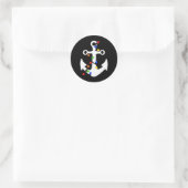 Anchor With Christmas Lights Nautical T Shirt Runder Aufkleber (Tasche)