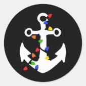 Anchor With Christmas Lights Nautical T Shirt Runder Aufkleber (Vorderseite)