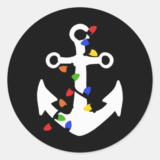 Anchor With Christmas Lights Nautical T Shirt Runder Aufkleber (Vorderseite)