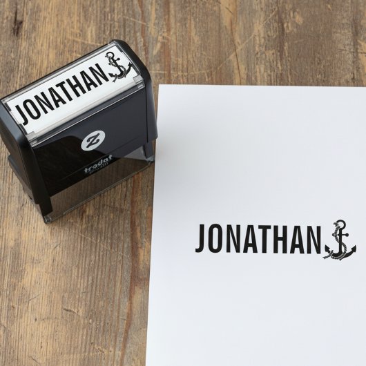 Anchor with Name Signature Stamp Permastempel