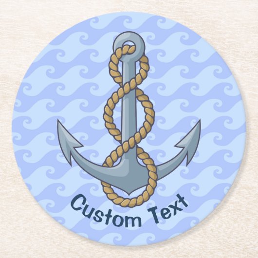 Anchor with Rope Runder Pappuntersetzer (Vorderseite)