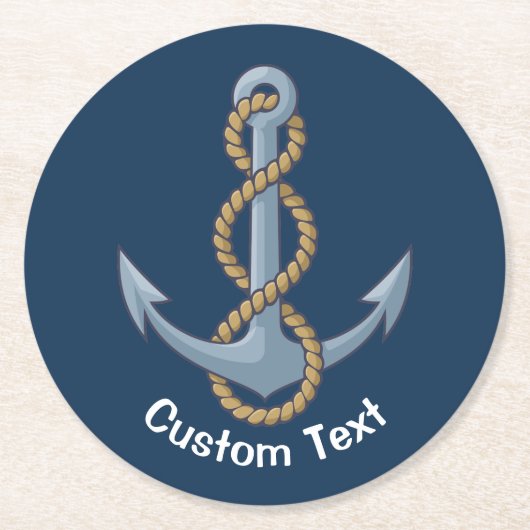 Anchor with Rope Runder Pappuntersetzer (Vorderseite)