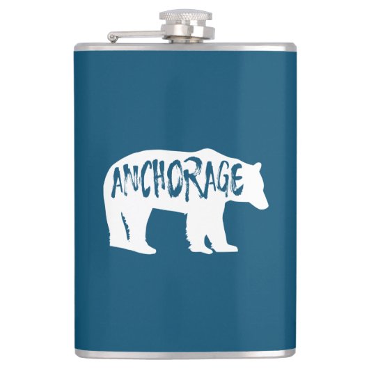 Anchorage Alaska Bear Flachmann (Vorderseite)