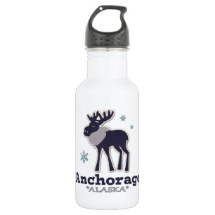 Anchorage Alaska blaue Elche Winter Trinkflasche