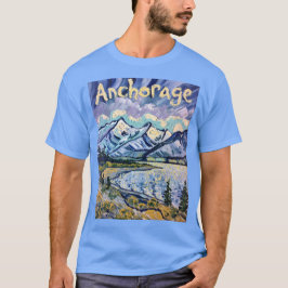 Anchorage Alaska Landschaft Van Gogh Vintage Reise T-Shirt
