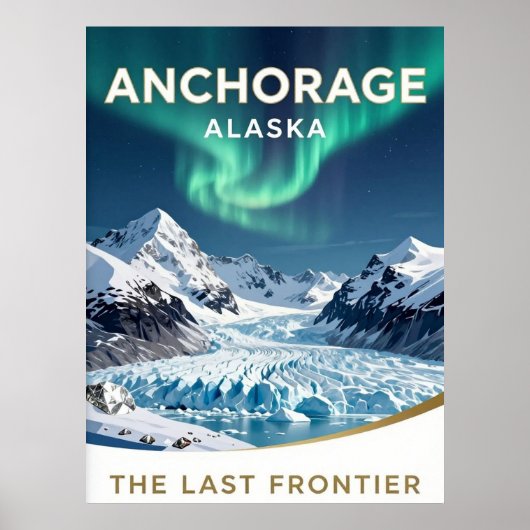 Anchorage Alaska Mountain Frontier Erbe Poster (Vorne)