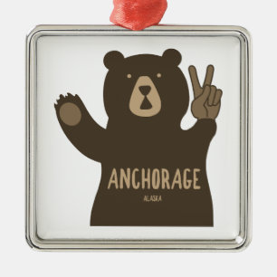 Anchorage Alaska Peace Bear Ornament Aus Metall