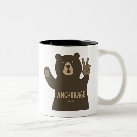 Anchorage Alaska Peace Bear Zweifarbige Tasse (Rechts)