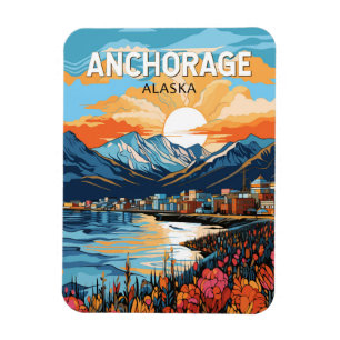 Anchorage Alaska Reise Kunst Vintage Magnet
