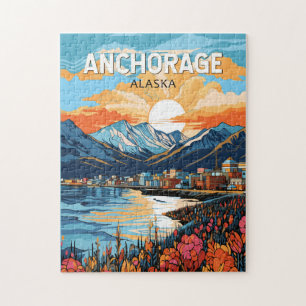 Anchorage Alaska Reise Kunst Vintage Puzzle